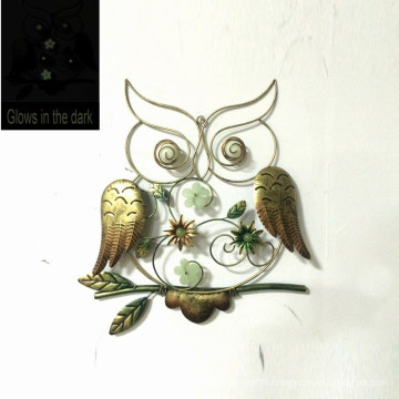 Glows in The Dark Owl Metal Wall Decoration for Garden